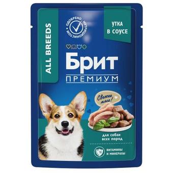 Влажный корм для собак Брит BRIT PREMIUM пауч для взрослых собак всех пород, утка в соусе 14 упаковок по 85г