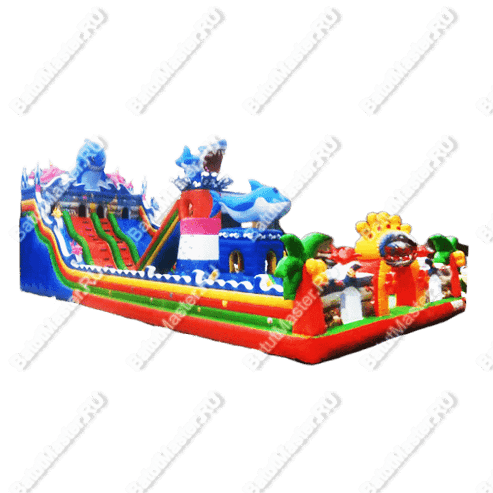 Надувной батут с горкой "Акула" 16*8*7 м