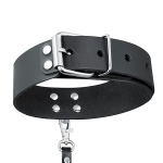 Черный кожаный ошейник с ремешком Bior Toys Notabu Real Leather NTB-80705