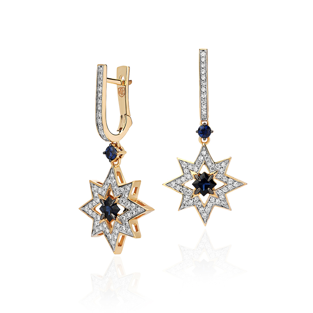 Серьги с бриллиантом  из желтого золота JA-S-312342-3