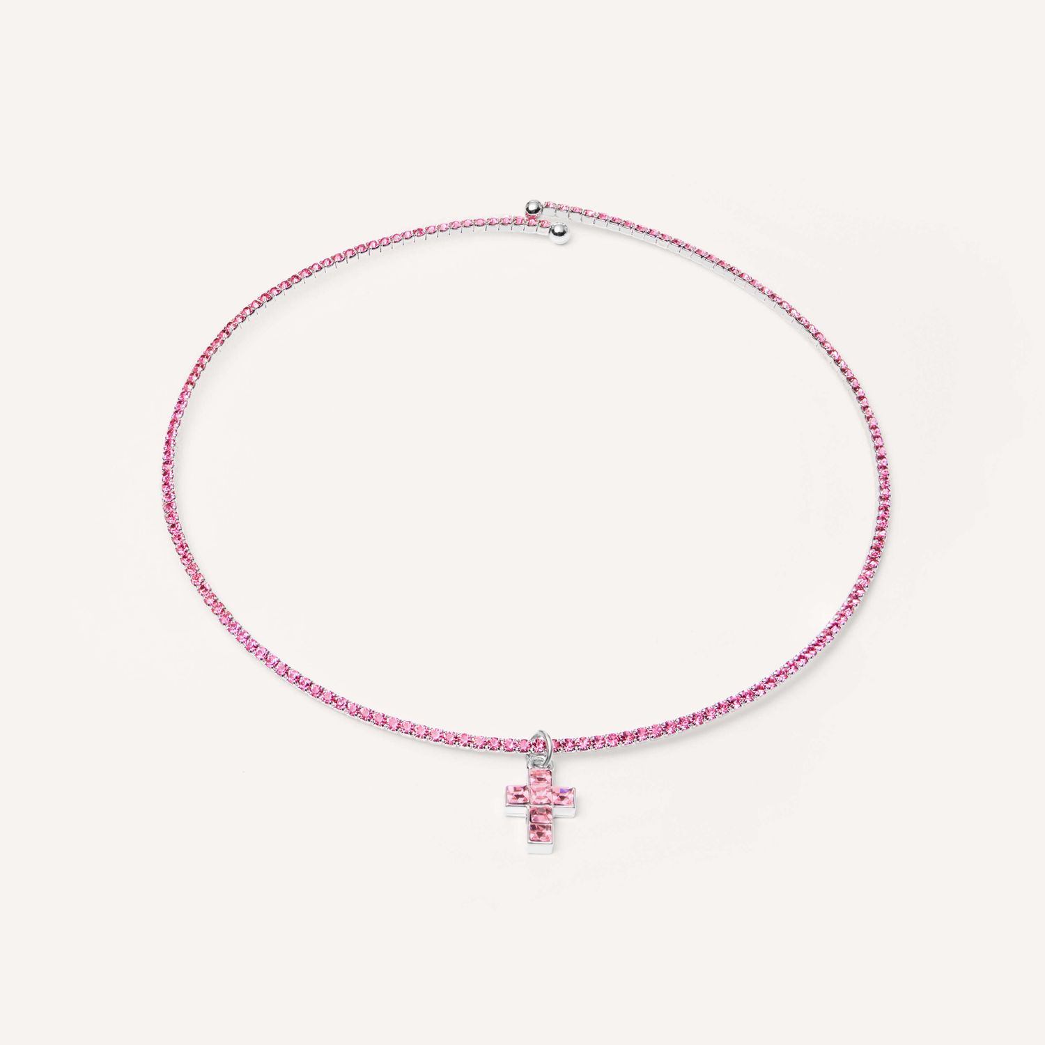 Колье Cubic Cross Necklace – Pink