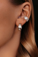 Серьги - конго "Цветы" из фианитов