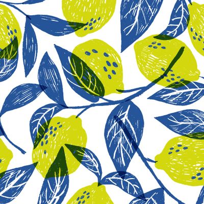 Лимоны в желтом и голубом