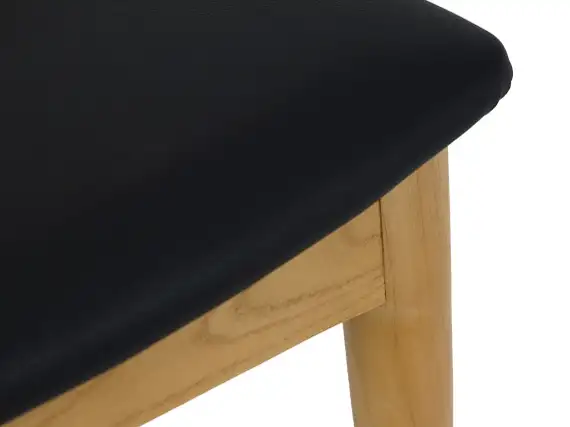 Стул Elbow, светлый массив вяза, черная экокожа