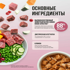 Пауч кусочки в соусе BOWL WOW для стерилизованных кошек, с телятиной с овощами