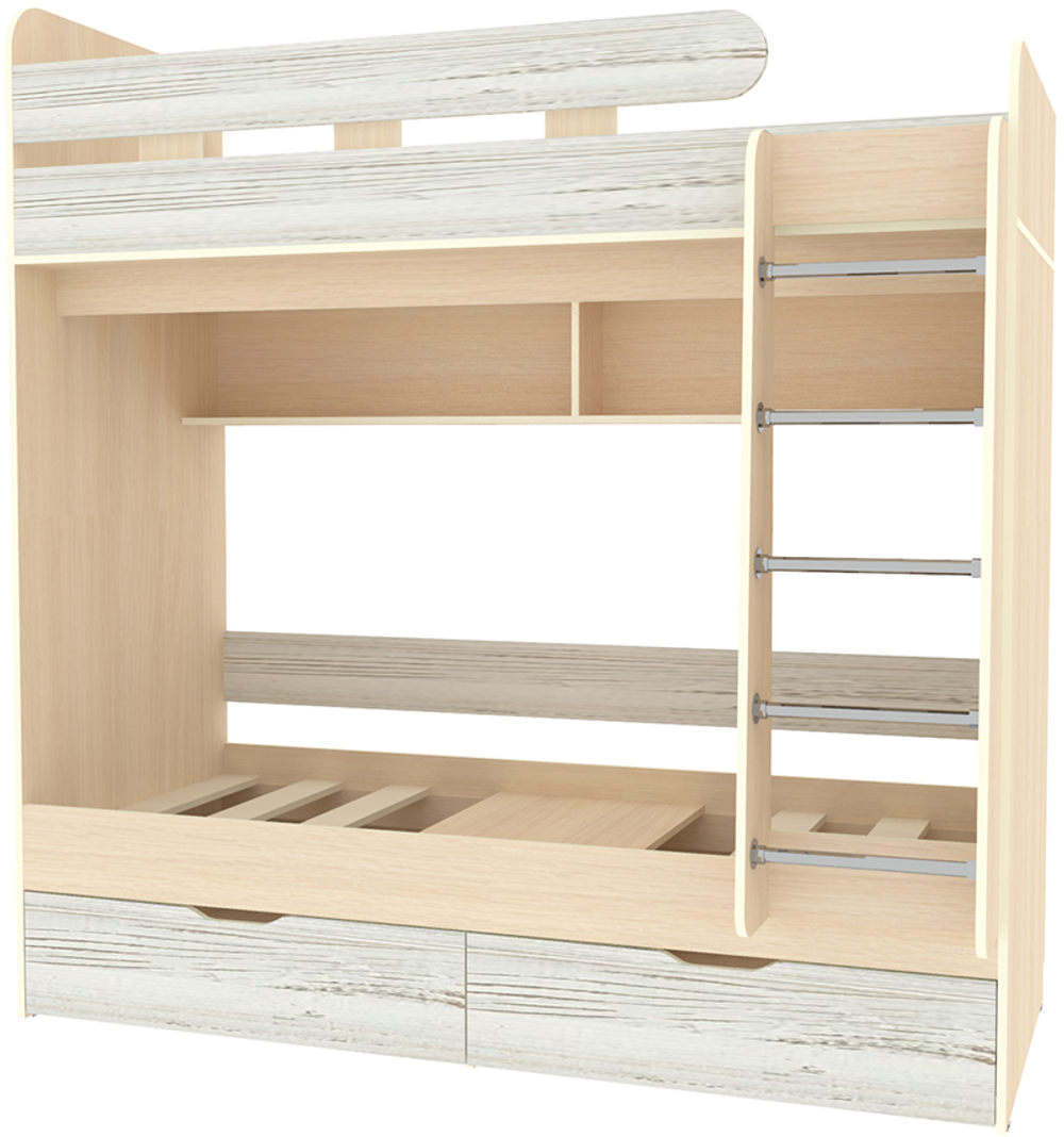 Двухъярусная кровать КарИВи Юниор 5 80x160  Дуб Молочный Винтерберг