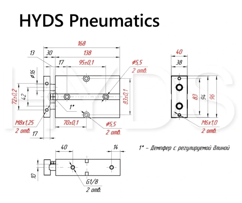 TN 32x60-S Пневмоцилиндр двухпоршневой