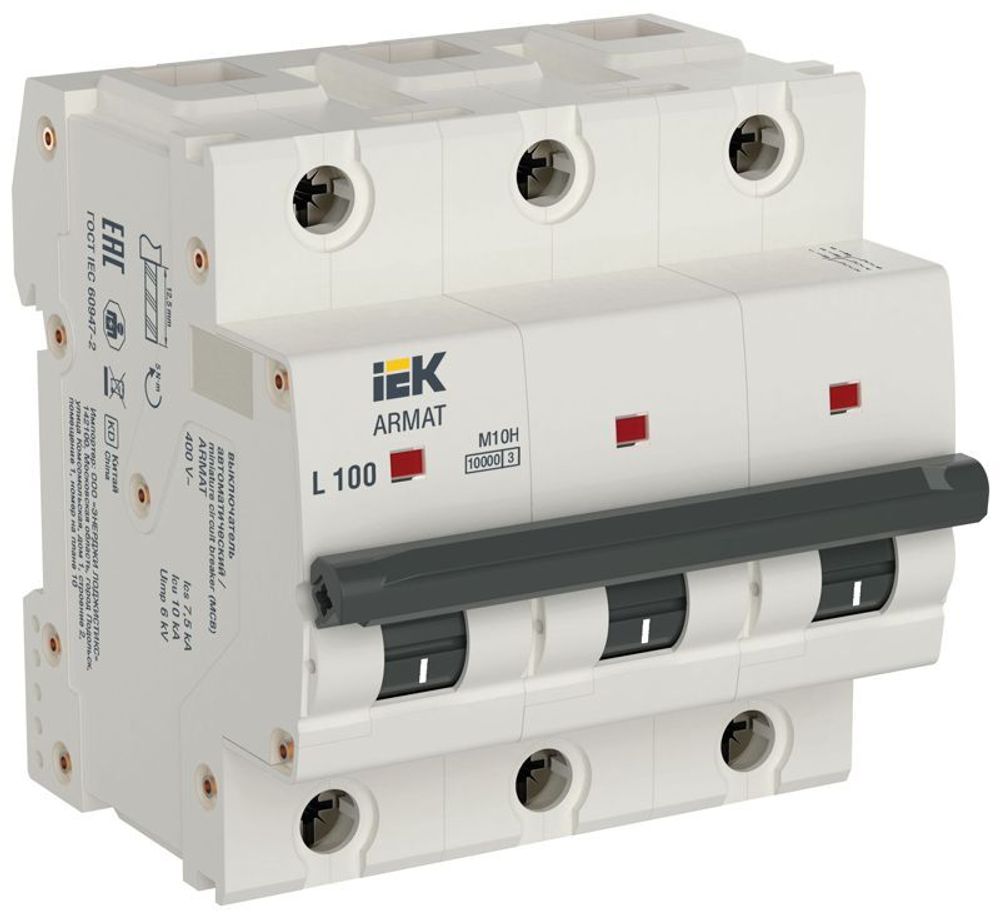 Выключатель автоматический модульный 3п L 100А M10H ARMAT IEK AR-M10H-3-L100 Выключатель автоматический модульный 3п L 100А M10H ARMAT IEK AR-M10H-3-L100
