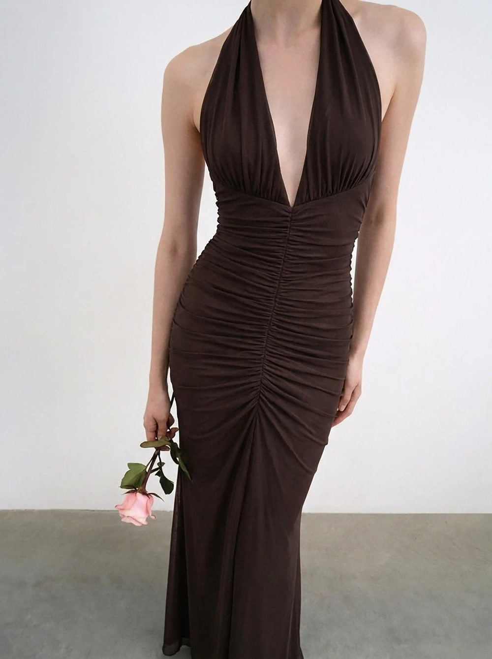 Луна макси (Luna maxi), платье макси из шоколадной сетки