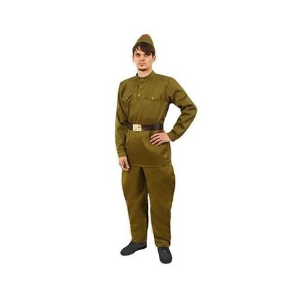 Костюм мужской «Военный», гимнастёрка, брюки-галифе, ремень, пилотка, р. 48, рост 176-180 см