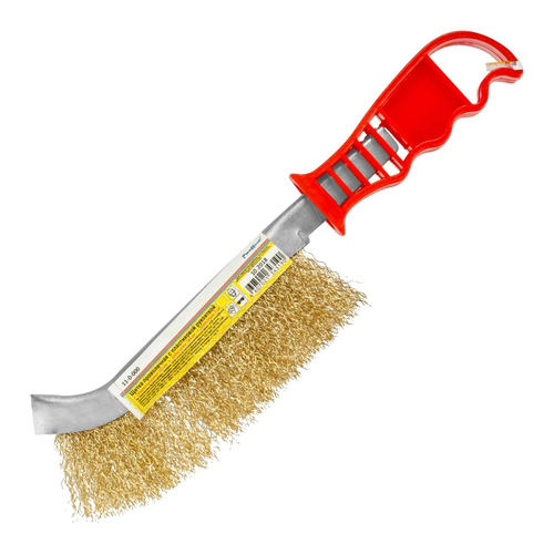 11-0-000 Щетка проволочная латунированная, пластмассовая рукоятка, толщина проволоки 0,3 мм, 240мм,