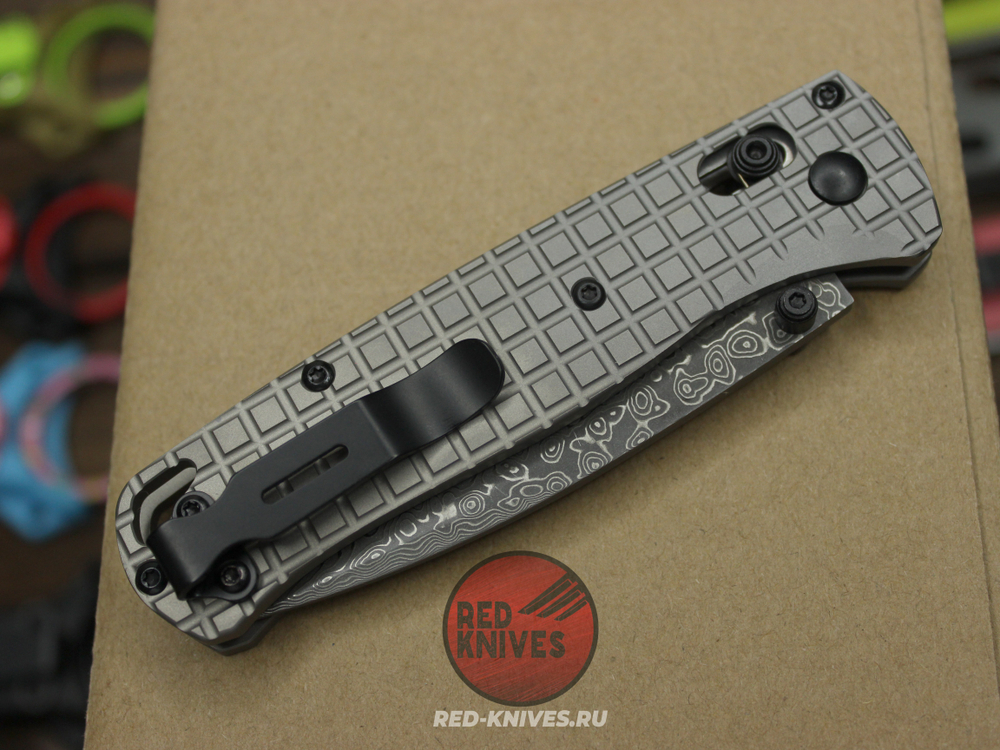 Нож Benchmade 535 Bugout Frag Titanium Damascus A+++ - серый титан, клинок дамаск