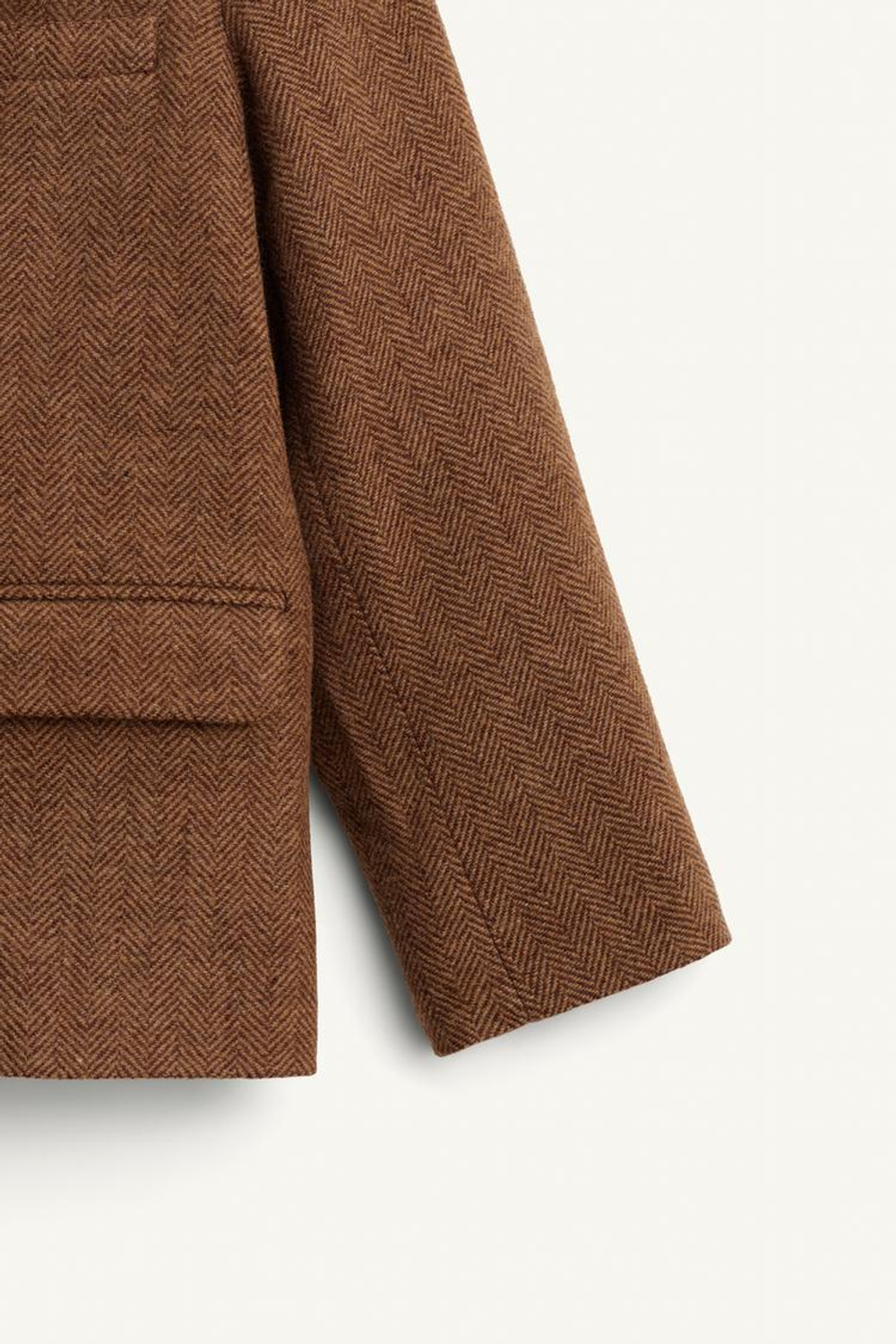 ZARA БЛЕЙЗЕР ИЗ СМЕСОВОЙ ШЕРСТИ, КОРИЧНЕВЫЙ