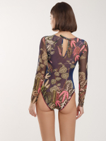 Слитный купальник с рукавами "Ботаника"