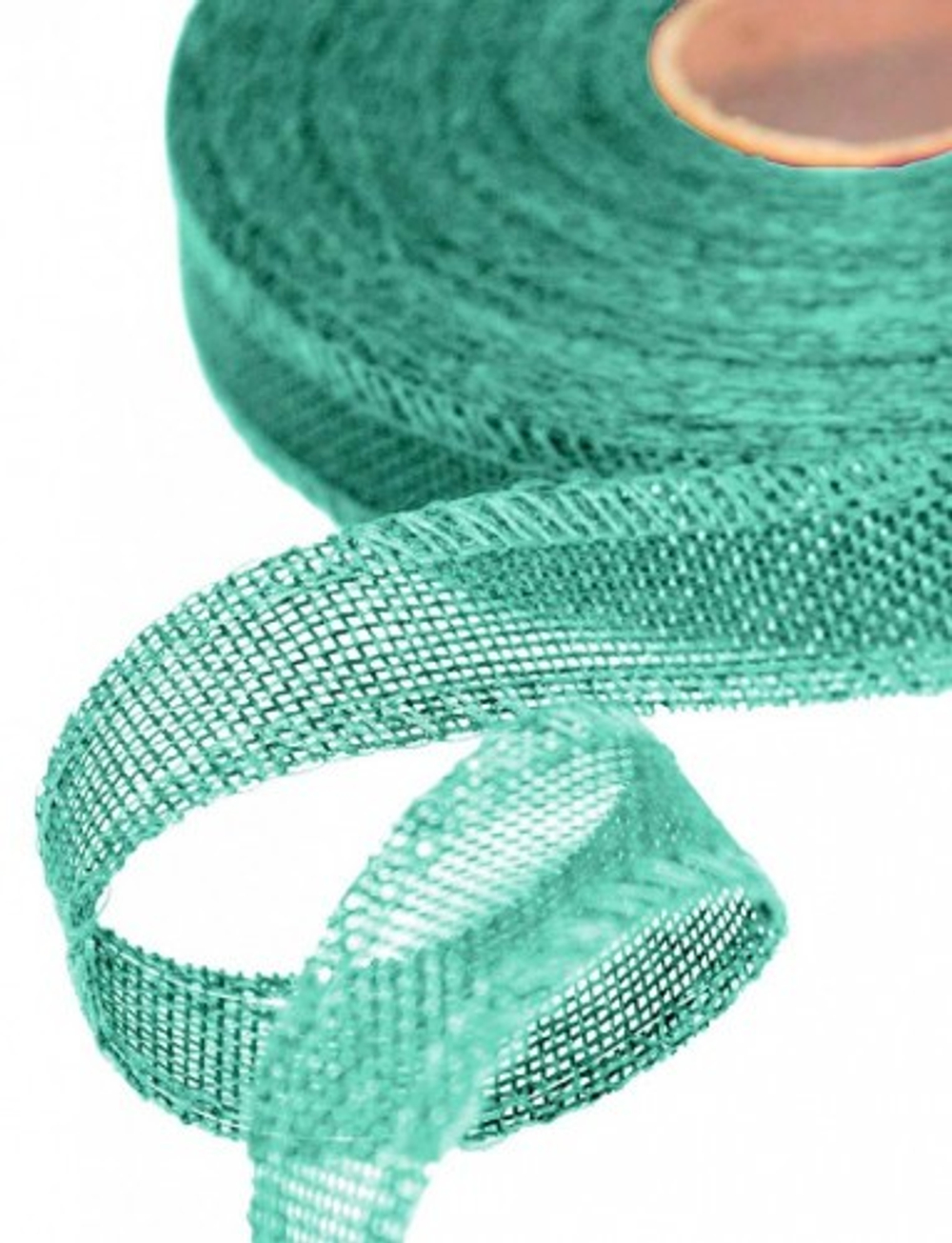 Лента Льняная 2,5см х 28м с проволокой (Бирюзовый)