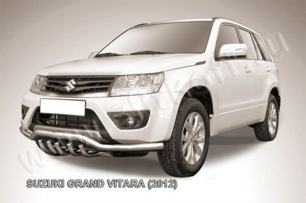 Защита переднего бампера (нержавейка) Suzuki Grand Vitara (2012-2015) d57 с защитой картера