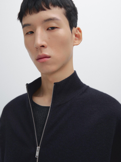 Massimo Dutti Кашемировый кардиган на молнии, темно-синий