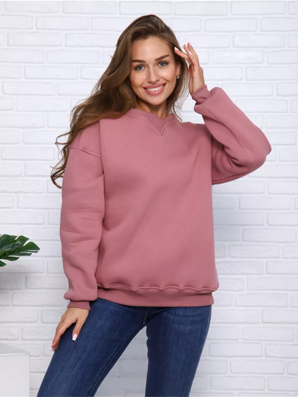 Свитшот утепленный оверсайз базовый