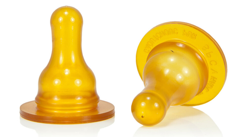 Соска для бутылочки GOLDI, естественная форма, средне-тонкое отверстие соски, с 6 месяцев.