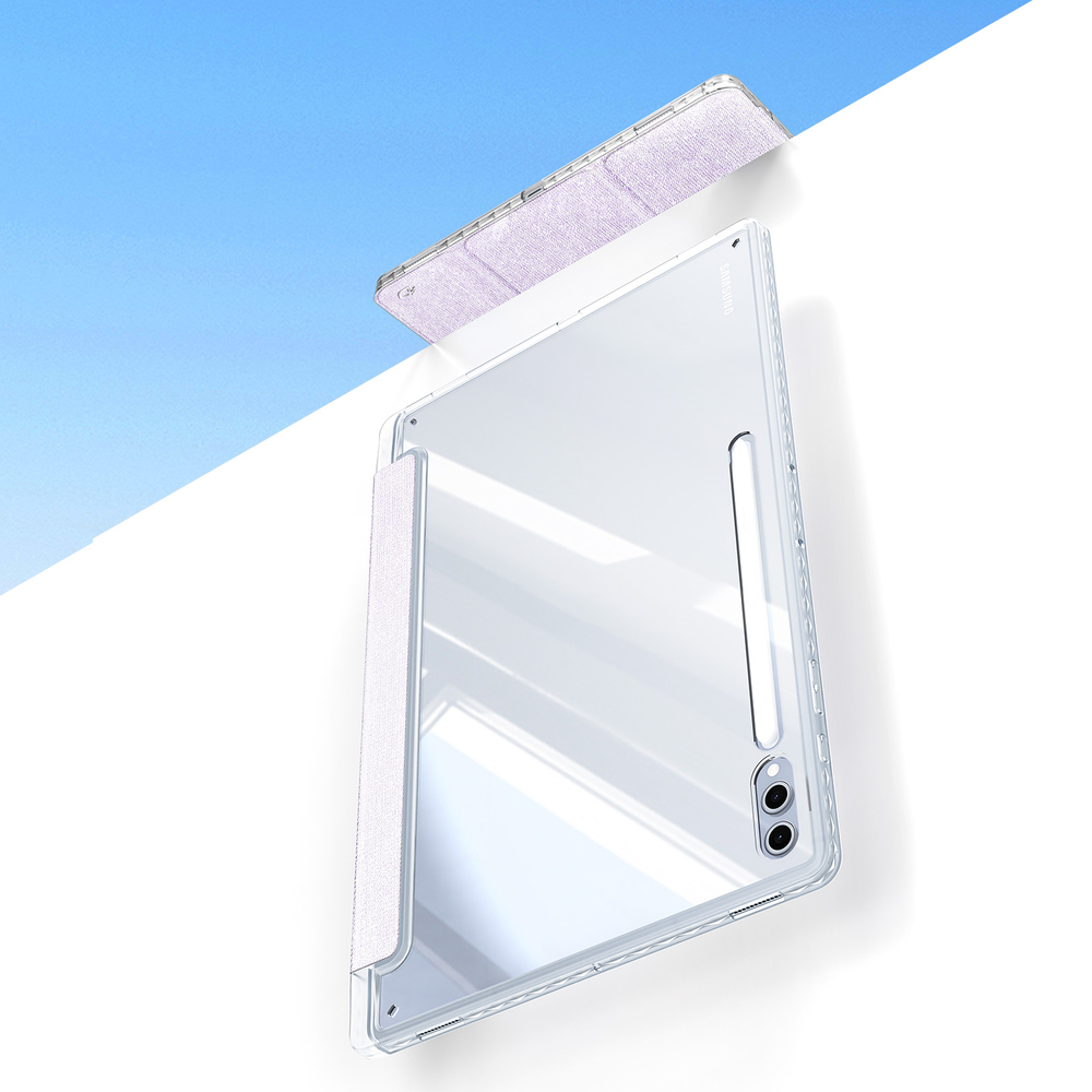 Чехол книжка фиолетового цвета от Dux Ducis для Samsung Galaxy Tab S9 Ultra, Tab S10 Ultra и Tab S8 Ultra, серия Unid Series Case, с держателем стилуса и функцией автоматического перехода в спящий режим