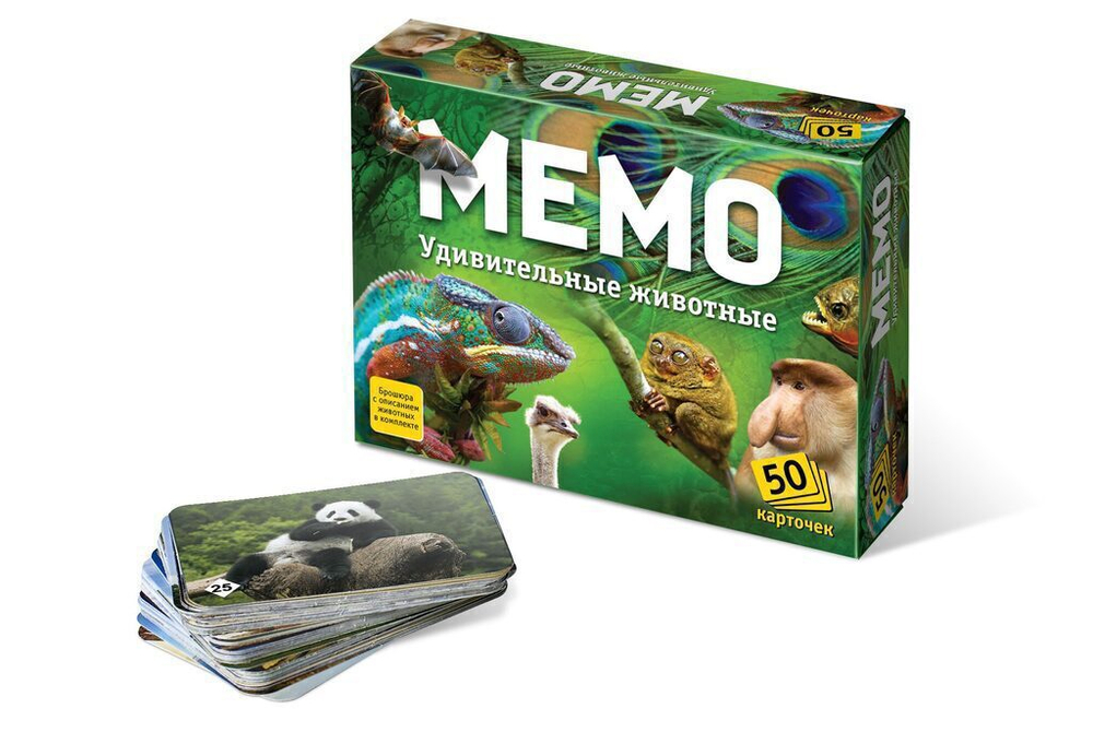 Игра Мемо "Удивительные животные" (50 карточек)
