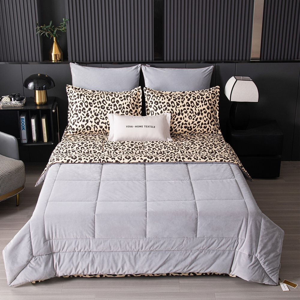 КПБ на резинке Сатин Velouria Luxe с Одеялом VLR001, Евро, 4 наволочки, простынь 140*200*25