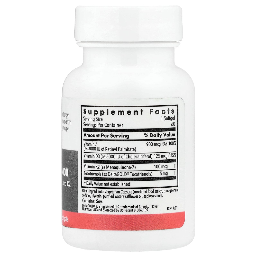 Allergy Research Group, полный витамин D3 5000, 60 растительных капсул