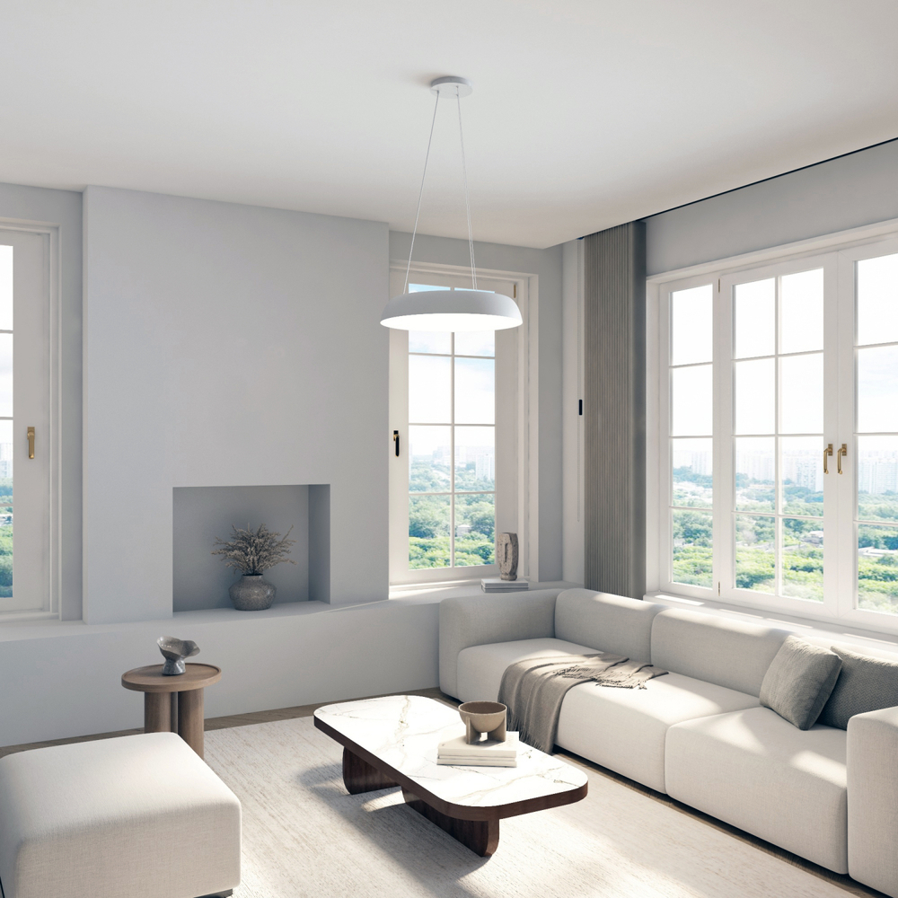 Cветильник подвесной TORION, 70Вт LED, ?630x1500 мм, 3000–6000K, алюминий, акрил, белый