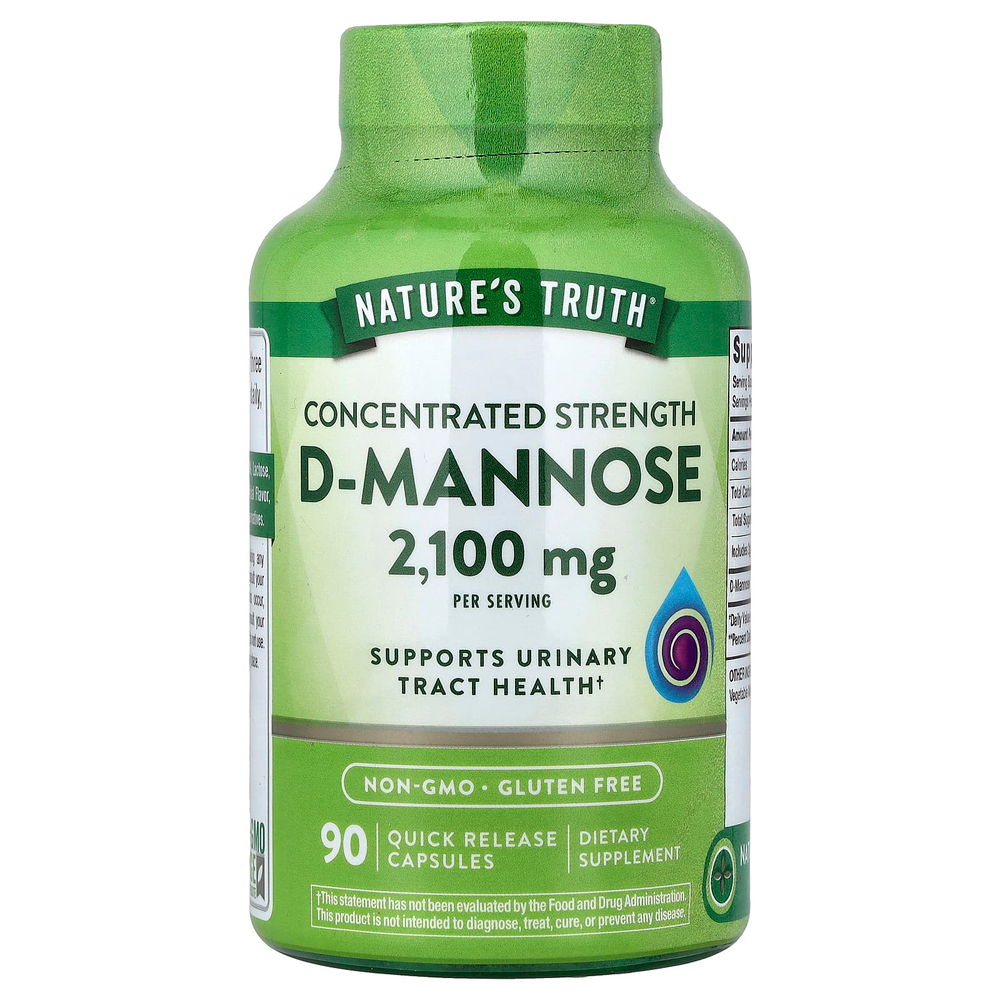 Nature's Truth, D-манноза, 90 капсул с быстрым высвобождением (700 мг в 1 капсуле)
