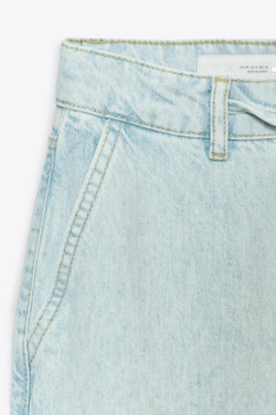 ZARA ДЖИНСЫ Z1975 WIDE LEG СО ШНУРКАМИ, ГОЛУБОЙ