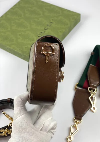 Мини-сумка Gucci Horsebit 1955 коричнево-бежевый