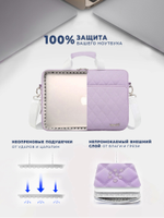 Сумка для ноутбука 13,3" и 14" с ремнем на плечо и большим карманом спереди (Стеганый фиолетовый)