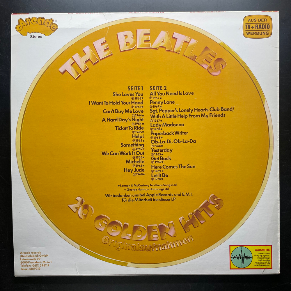 The Beatles ‎– 20 Golden Hits (германия 1979г.)