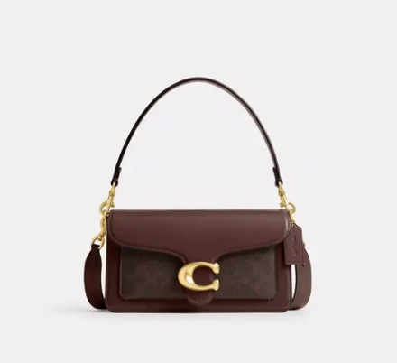 COACH СУМКА ЧЕРЕЗ ПЛЕЧО SIGNATURE CANVAS TABBY 26, ТЕМНО-КОРИЧНЕВЫЙ
