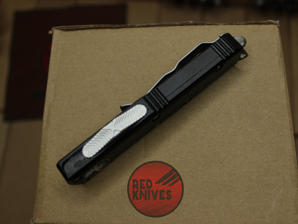 Нож Microtech UTX-85 A+++ Tanto T/E - черная рукоять, апокалиптик клинок танто