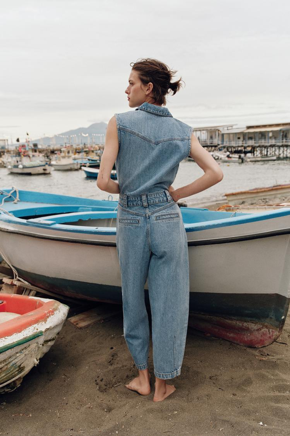 ZARA ДЖИНСОВЫЙ КОМБИНЕЗОН Z1975 BALLOON, ВЫЦВЕТШИЙ СИНИЙ