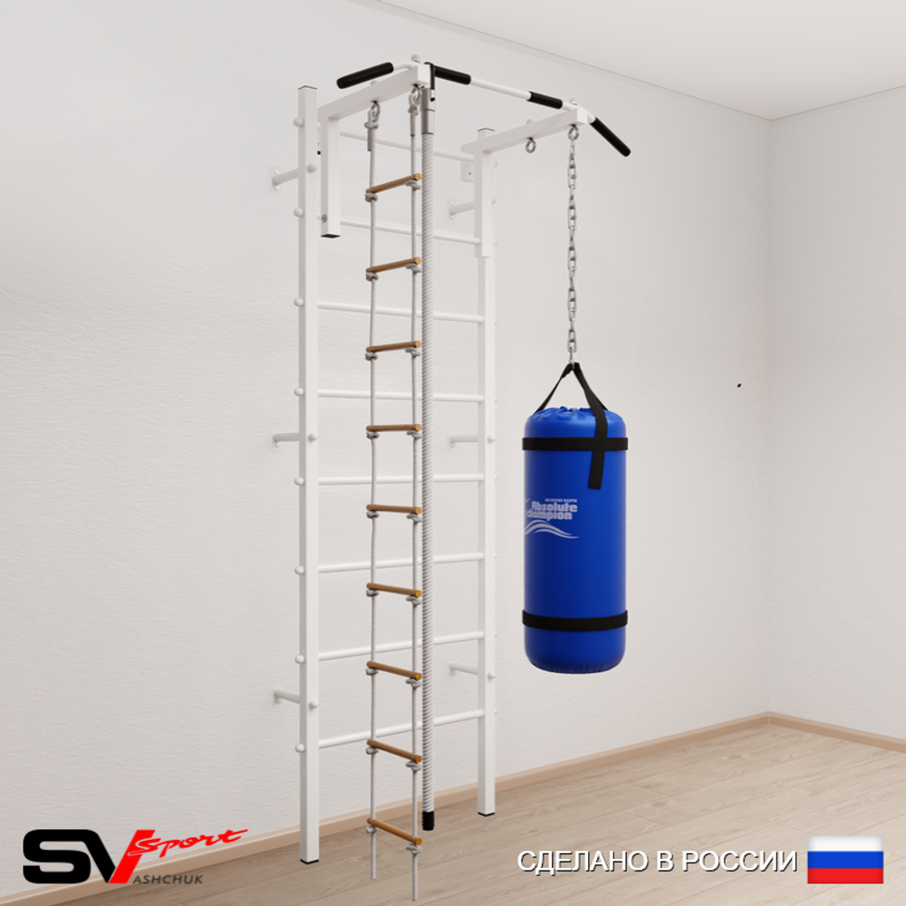 Шведская стенка Sv Sport усиленная 6143 (Турник стандарт/Канат/Лестница/Цепь/Мешок 30кг)