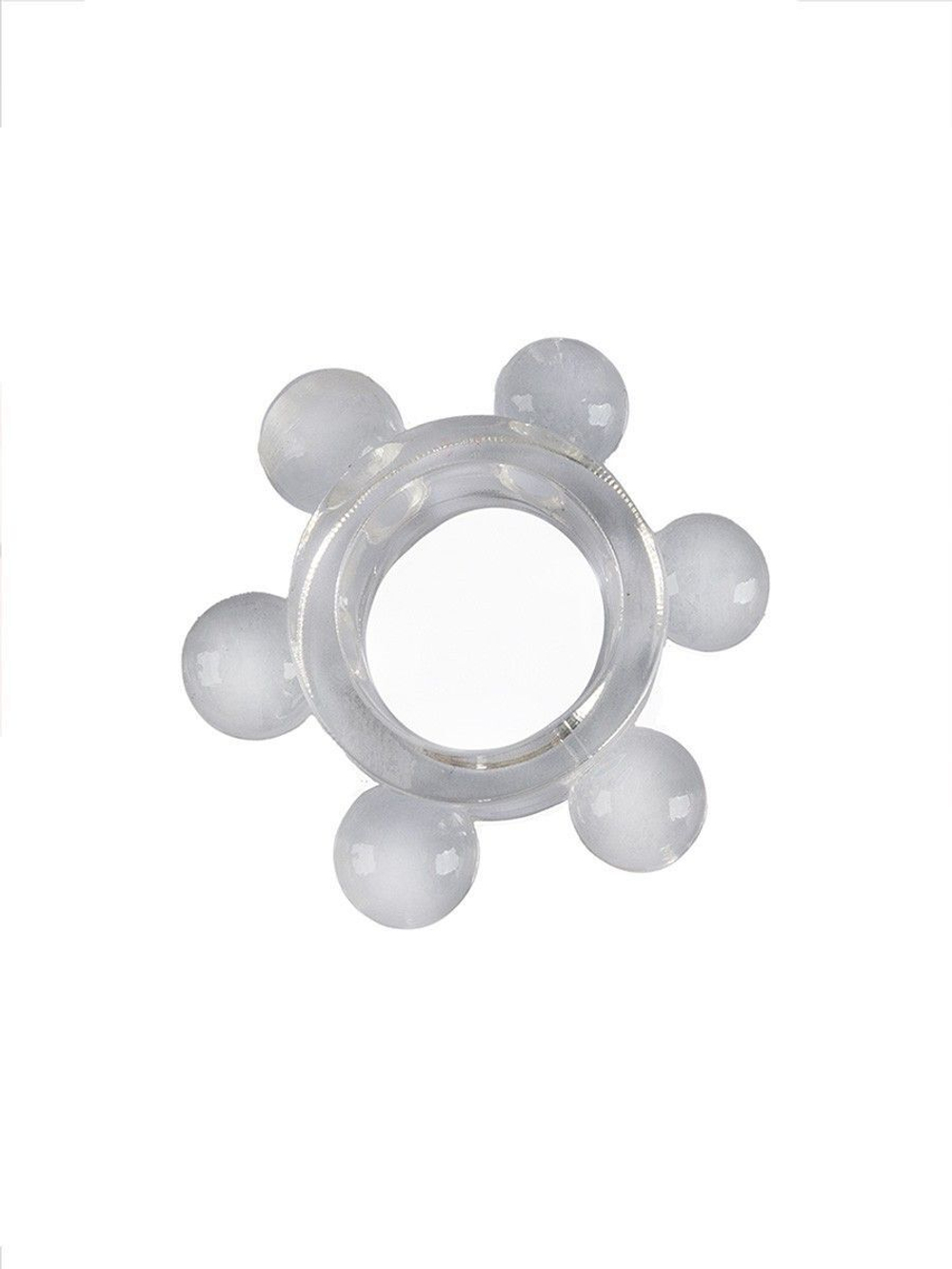 Прозрачное эластичное эрекционное кольцо с 6 шариками (Цвет: прозрачный)