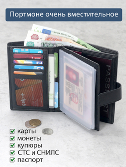194 R - Портмоне 5в1 с отделениями для документов, RFID защитой