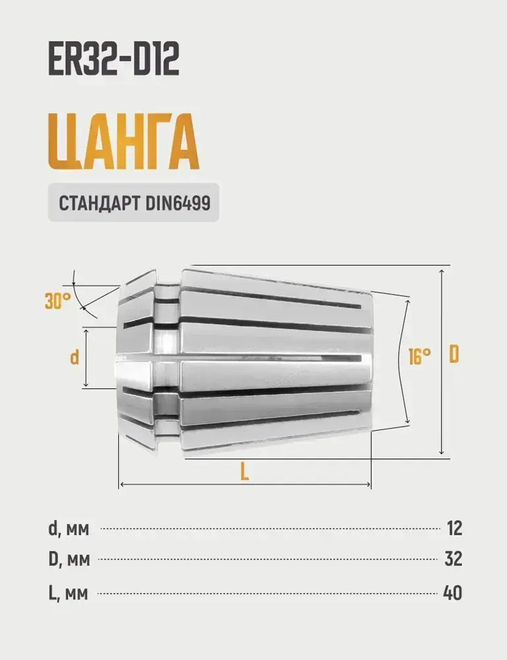 ER32-D12 цанга с точностью 0,008