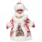 Снегурочка 35 см (без музыки) с отделением под конфеты/подарок, красная шуба