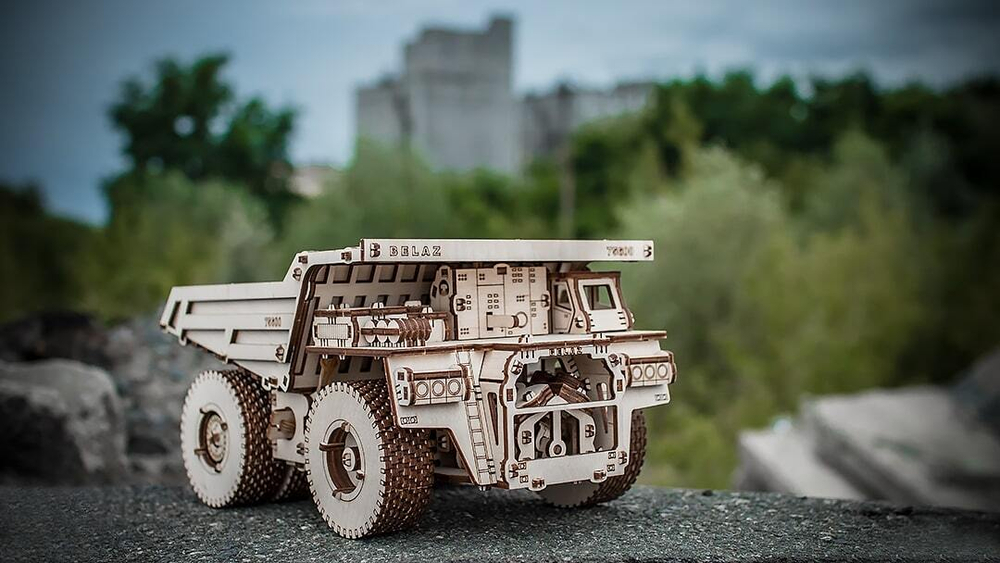 Белаз 75600 от Eco Wood Art - Деревянный конструктор, сборная механическая модель, 3D пазл