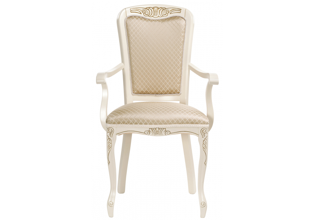 Стул деревянный Woodville Клето без подлокотников патина золото, ромб, ножки белые