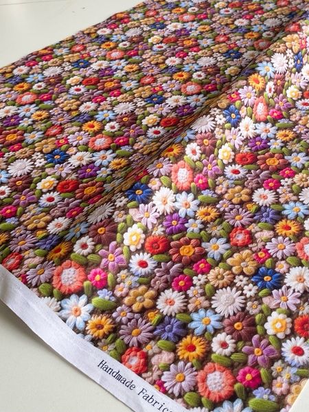 ИМИТАЦИЯ ЦВЕТОЧНОЙ ВЫШИВКИ #8, отрез 50 см 100% хлопок Handmade Fabrics 3