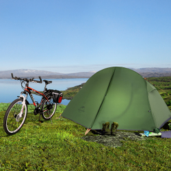 Палатка сверхлегкая одноместная Naturehike для велоспорта + коврики Pro, зеленая (NH18A095-D)