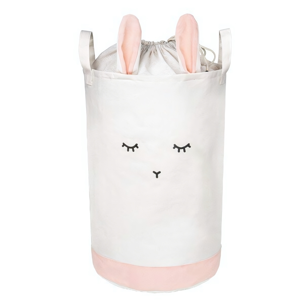 Корзина для хранения игрушек на утяжке с ручками "Кролик" Д350 Ш350 В520 розовый