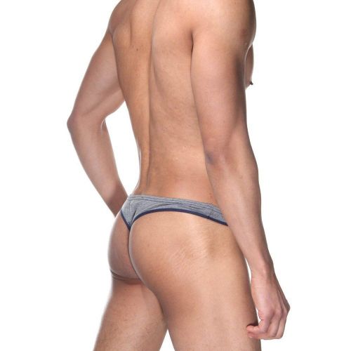Трусы мужские стринги серые c синей окантовкой DARKZONE DZN6631