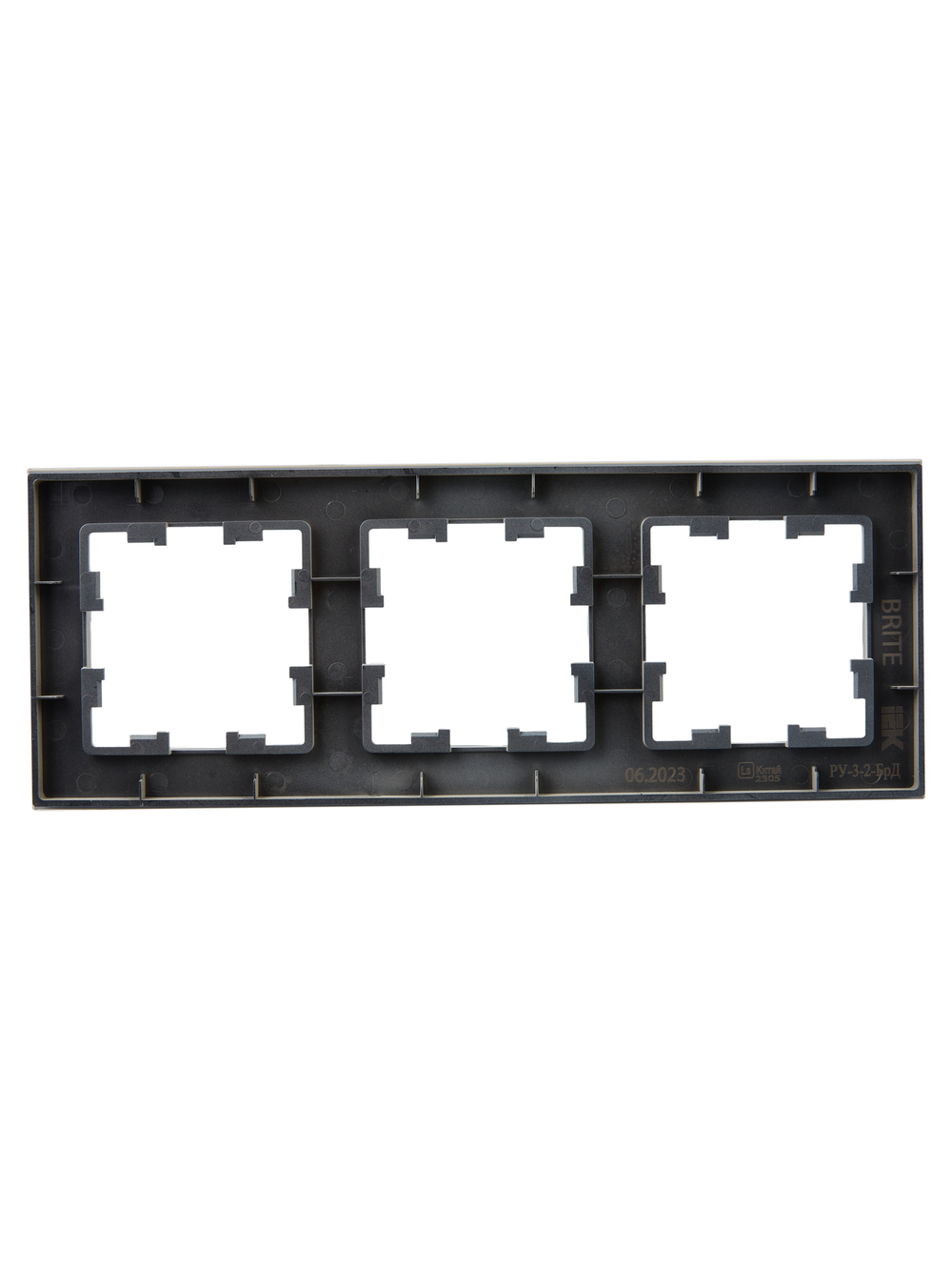 BRITE Рамка 3 -местная РУ-3-2-БрД стекло дымчатый IEK