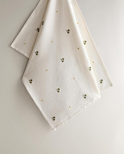 ZARA HOME КУХОННОЕ ПОЛОТЕНЦЕ С ВЫШИВКОЙ, ЗЕЛЕНЫЙ