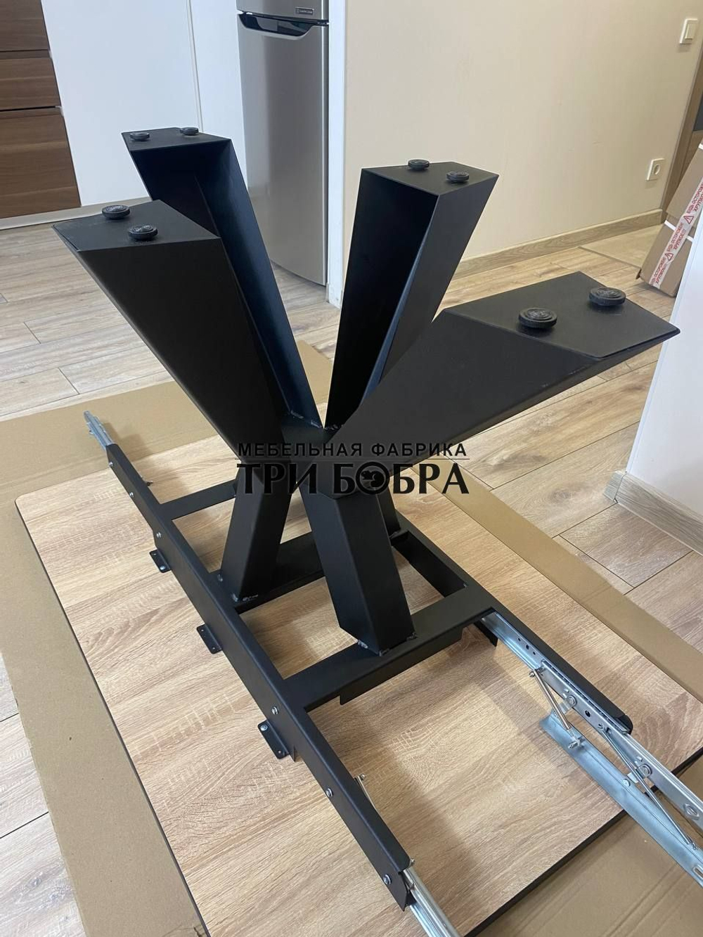 Кухонный раздвижной стол "Спайдер", чёрный мрамор